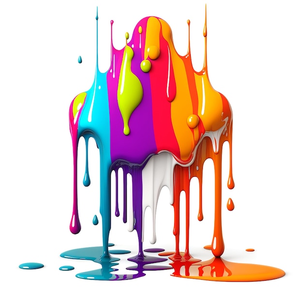 Colorful paint dripping Abstract color splash isolated on white background