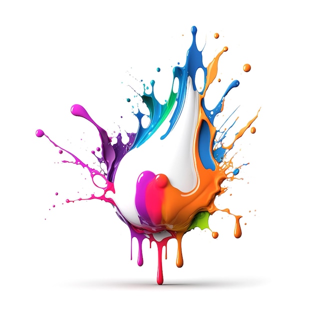 Colorful paint dripping Abstract color splash isolated on white background