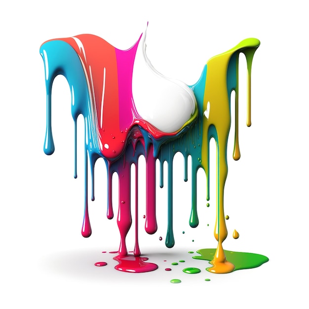 Colorful paint dripping Abstract color splash isolated on white background