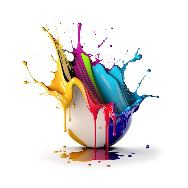 Colorful paint dripping Abstract color splash isolated on white background