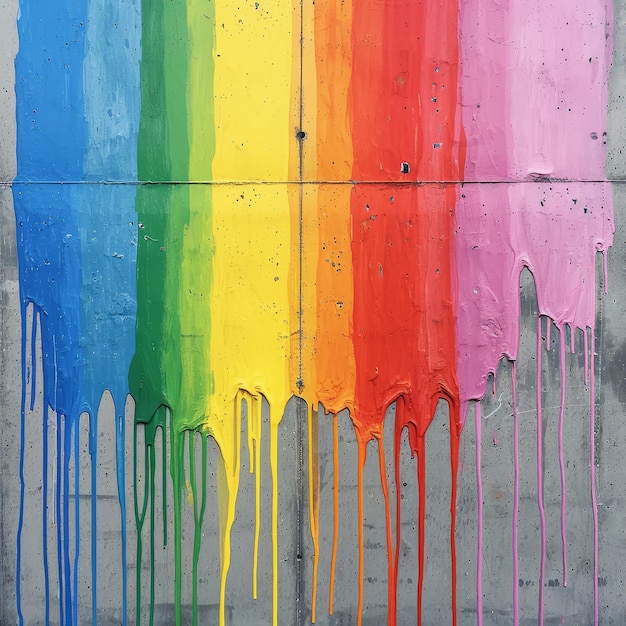 Colorful paint dripping on a wall creating a vibrant background