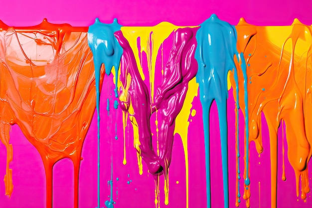 a colorful paint dripping on a wall