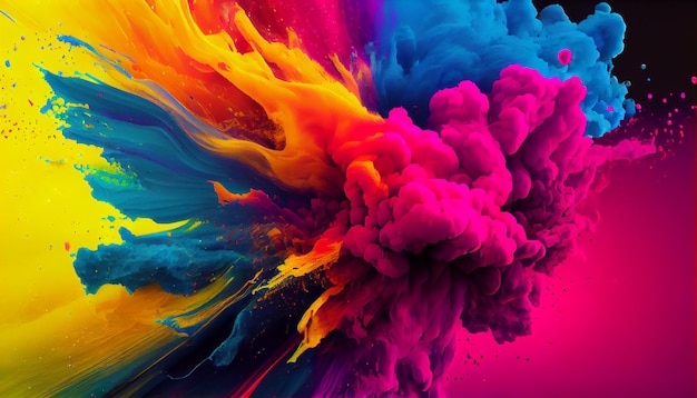 Colorful paint explosion in futuristic generative AI backdrop generative AI