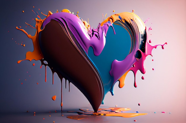 Colorful paint love heart shape for Valentine's Day Generative AI