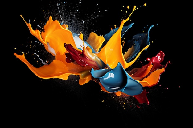 a colorful paint splash background with various shades of blue Ai photo