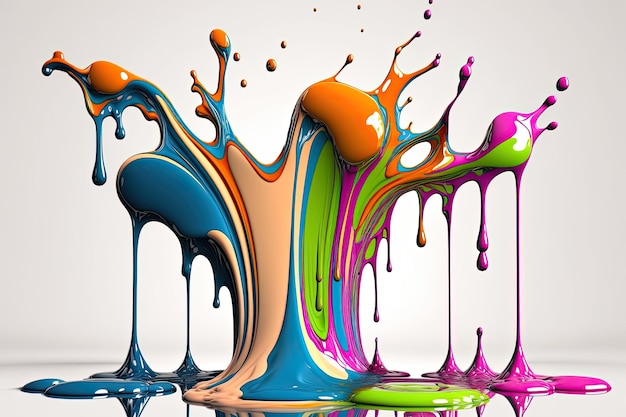 Colorful Paint Splash Isolated on Black Background