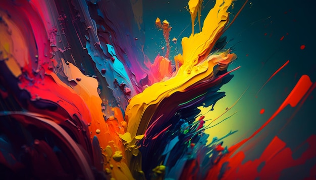 Colorful paint splashes on black background Generative AI