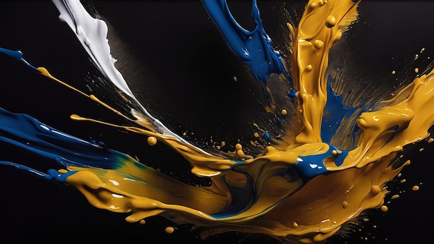 Colorful paint splashes on a black background