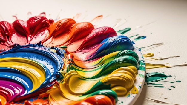 Photo colorful paint splashes on canvas