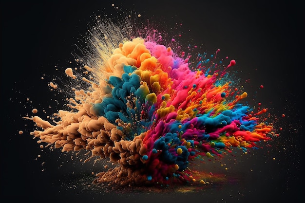 Colorful paint splashes Generative AI illustration