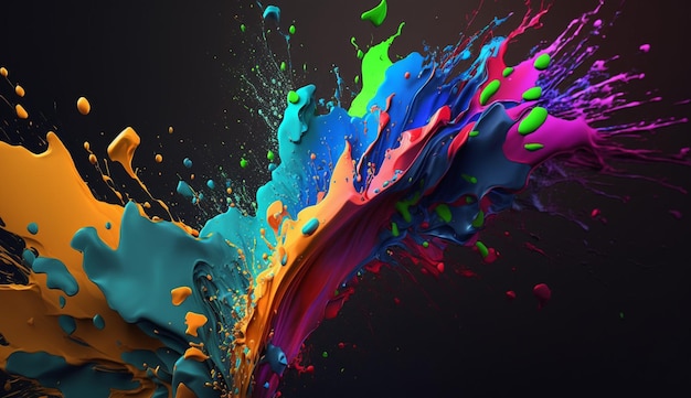 Colorful paint splashes generative Ai