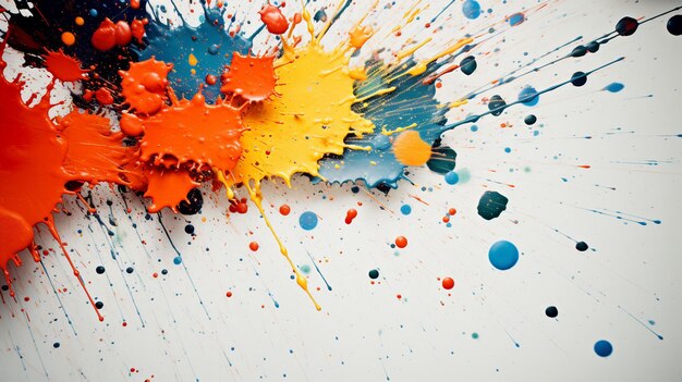 Colorful paint splashes isolated on white background