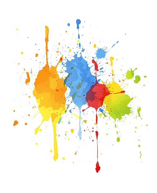 Colorful paint splashes on a white background Vector illustration