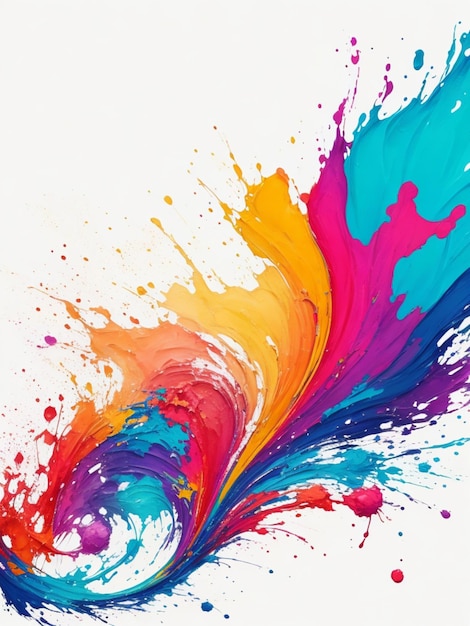 Colorful paint splashes on white background