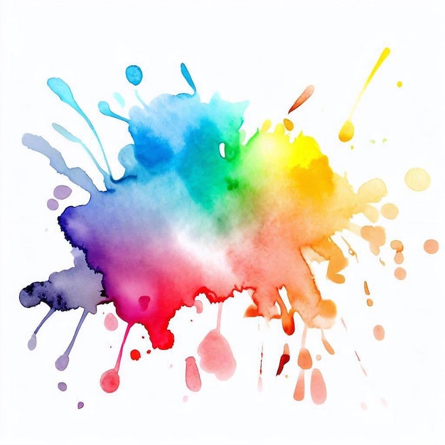 Colorful paint splatters and ink splash explosion of colored powder on white background