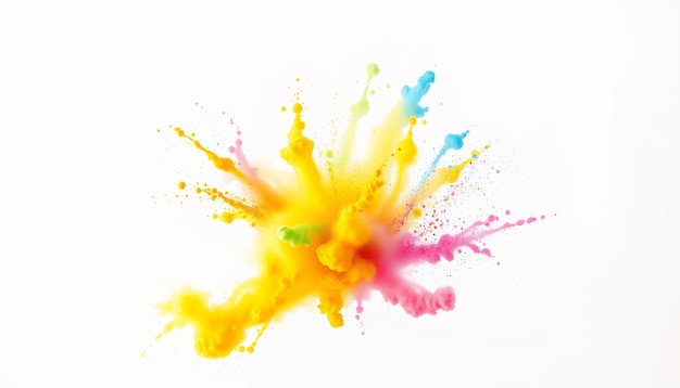 Photo colorful paint splatters on white background