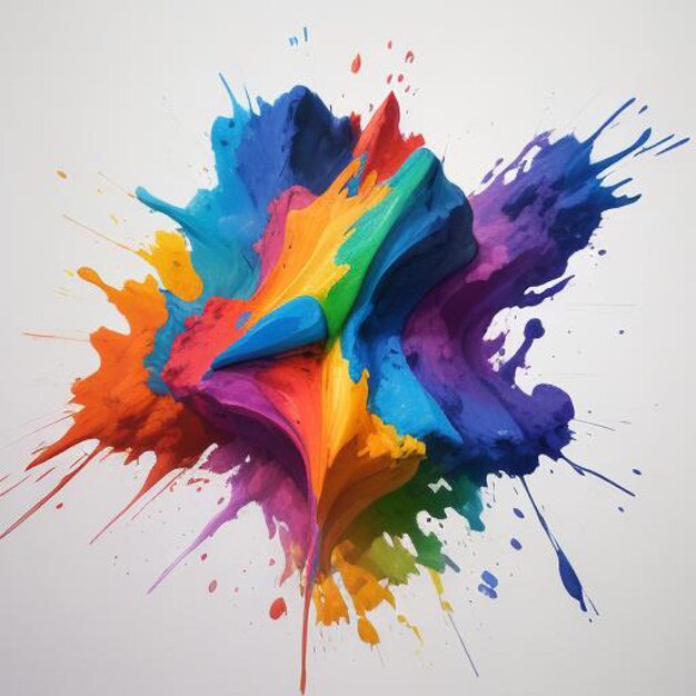 Colorful paint splatters on white surface creating a vibrant and artistic display