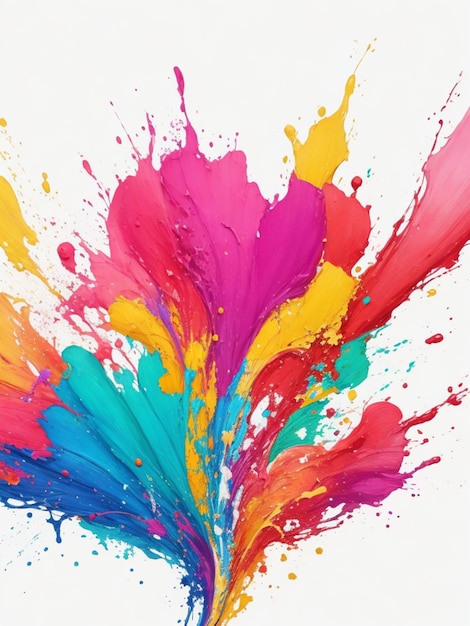 Colorful paint splatters on white surface