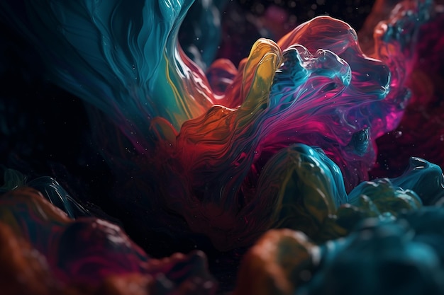 A colorful paint swirl is in the dark