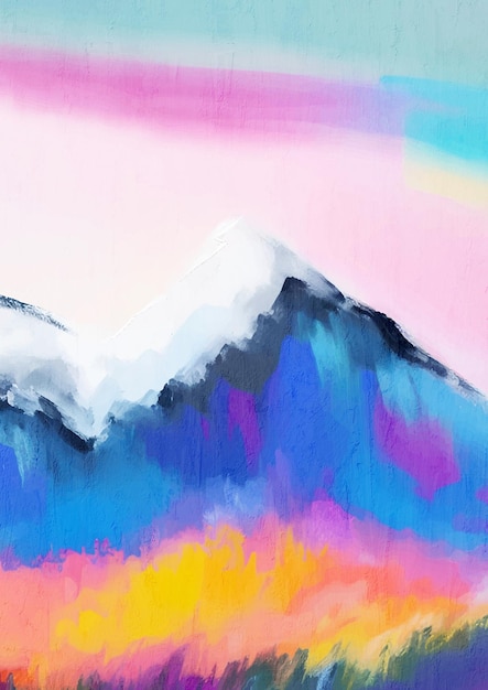 Colorful Painted Mountains Eclectic Landscape Canvas Art Print