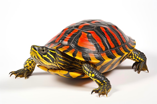 Colorful Painted Turtle Isolated on White Background A Beautiful Predator from Natures Reptile