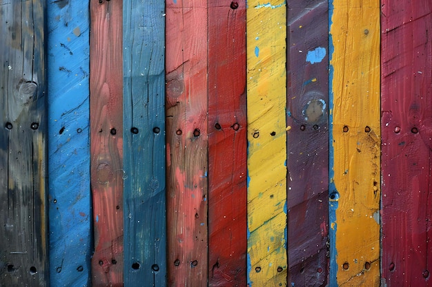 Colorful painted wood wall Abstract background and texture for design