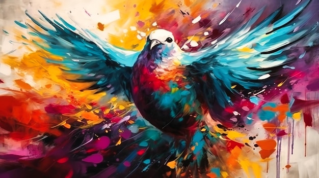 A colorful painting art of a dove