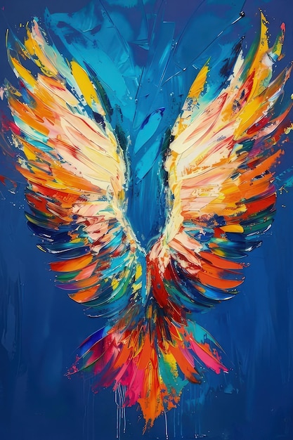 a colorful painting of a bird