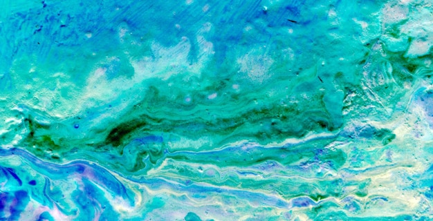 A colorful painting of a blue and green swirl with the words " aqua " on the bottom.