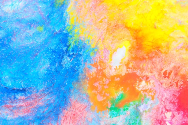 a colorful painting of a blue and orange colored watercolored background