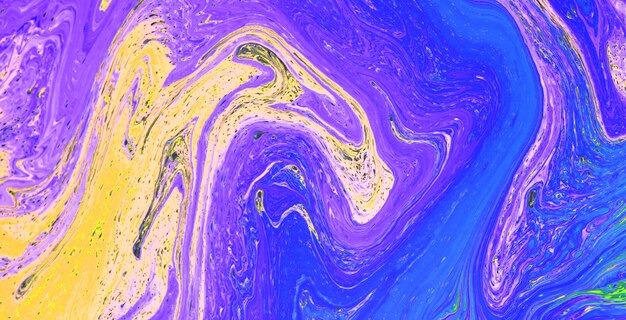 A colorful painting of a blue and yellow swirl.