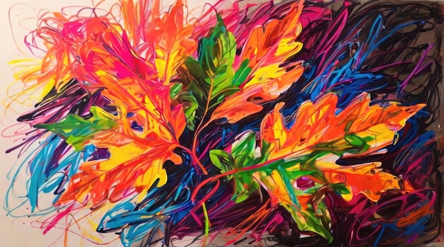 a colorful painting of colorful flowers