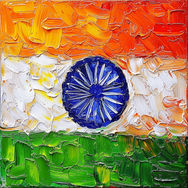 a colorful painting of a flag with the word quot india quot on it