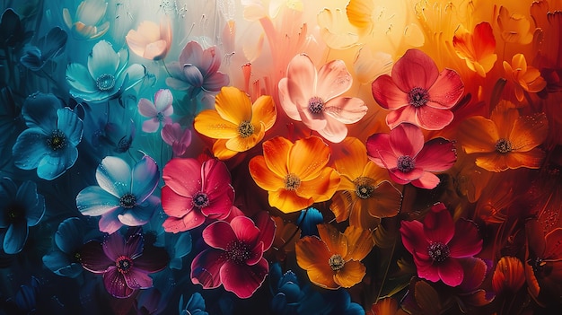 a colorful painting of flowers by person