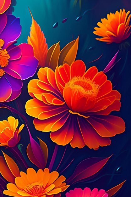 A colorful painting of flowers with the word love on it