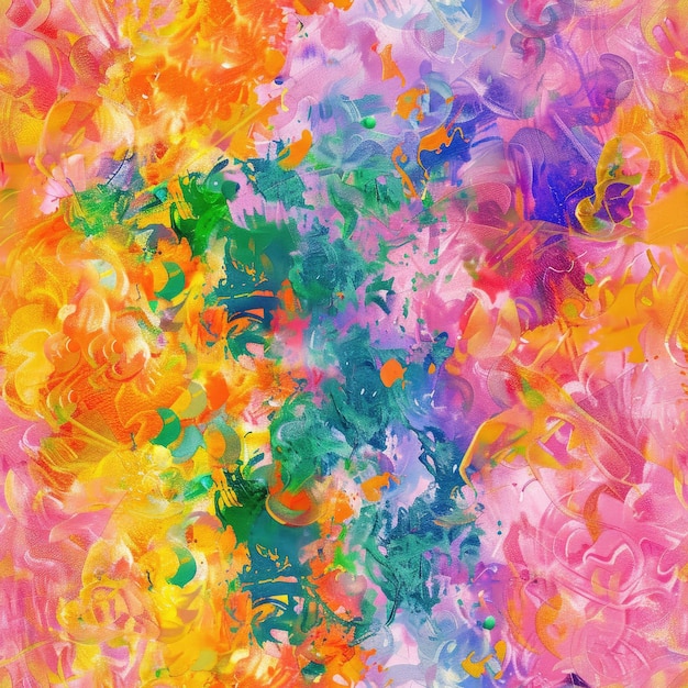 a colorful painting of flowers and the word quot spring quot in pink blue and green