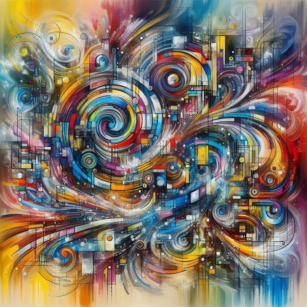 a colorful painting of a flowery design with many colors