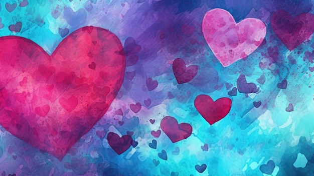 A colorful painting of a heart with the word love on it