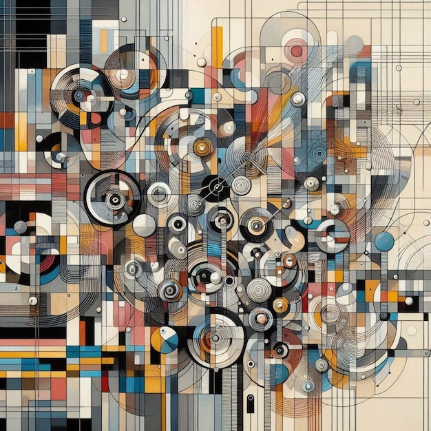 a colorful painting of a multicolored background with a lot of circles and circles