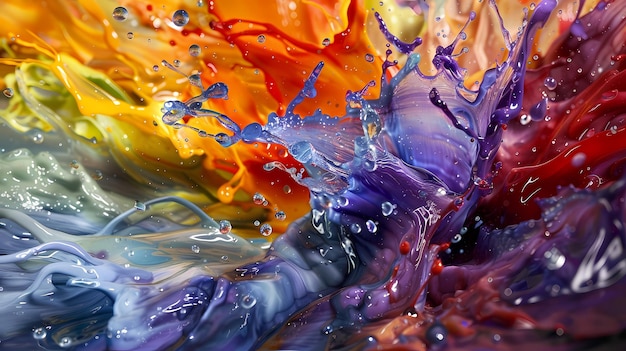 a colorful painting of a rainbow colored liquid with the colors of the rainbow