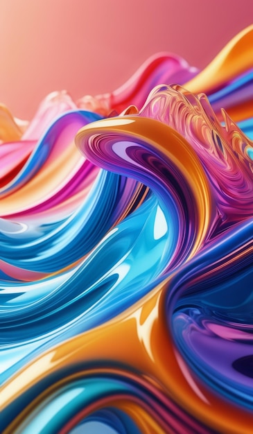 a colorful painting of a rainbow colored liquid