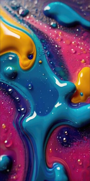 a colorful painting of the rainbow colored liquid