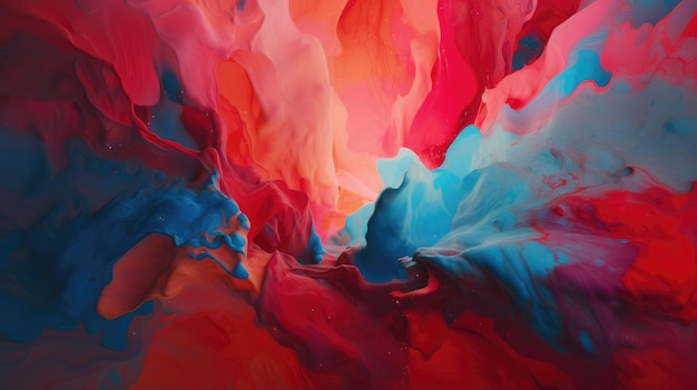 A colorful painting of red and blue paint generative ai