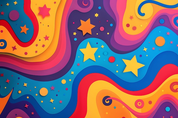 a colorful painting of stars and the stars