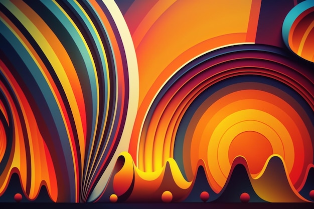 A colorful painting of a wave with the sun shining on it.