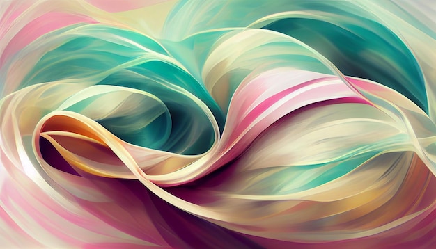 A colorful painting of a wavy background with a pink and blue background.