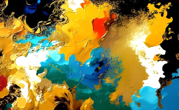 A colorful painting with a black background