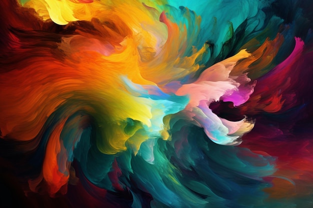 A colorful painting with a black background