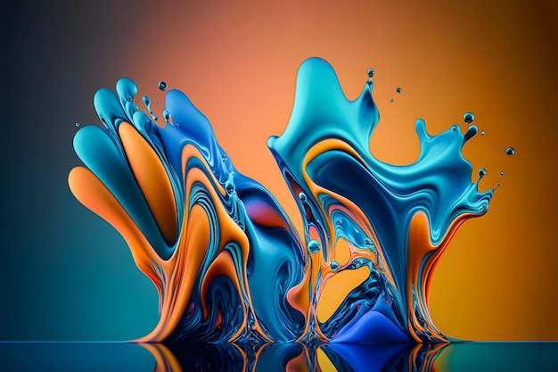 A colorful painting with a blue background