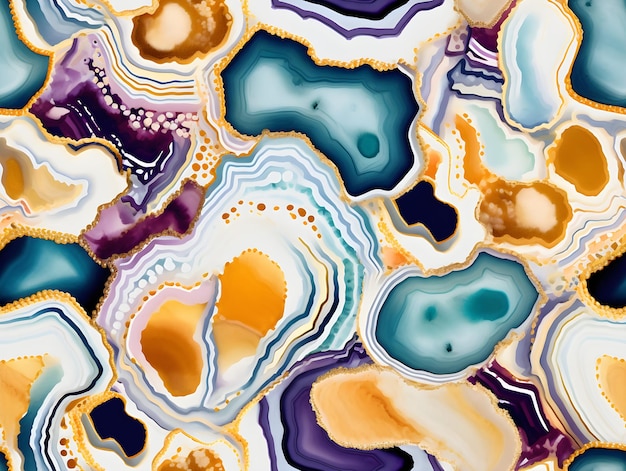 A colorful painting with a blue and purple marble pattern.